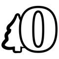 simple number zero design with Christmas design, namely Christmas tree drawn in black outline Royalty Free Stock Photo